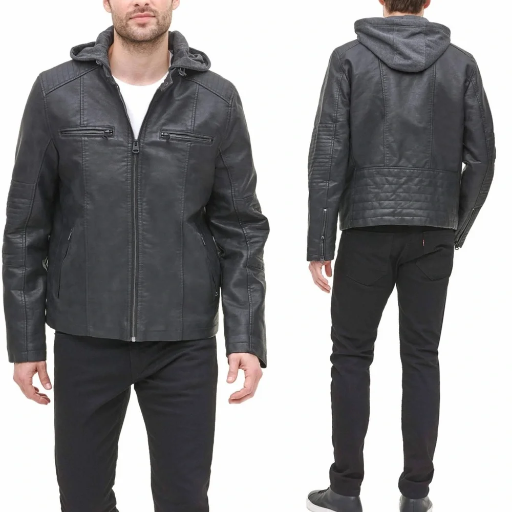 ❤️‍🔥Firm Price❤️‍🔥 Levi's faux leather hooded moto racer jacket - Picture 3 of 16